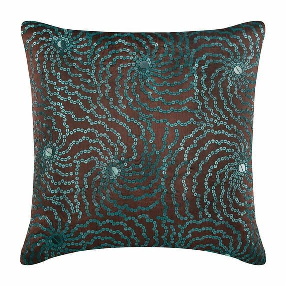 The HomeCentric Pillow Cover, Pillowcases, Pillow Cover Pack of 2, 24x24 inch (60x60 cm) Brown, Silk Throw Pillow Cover, Handmade Pillow Cover, Traditional, Abstract Easter - Splash Of Turquoise