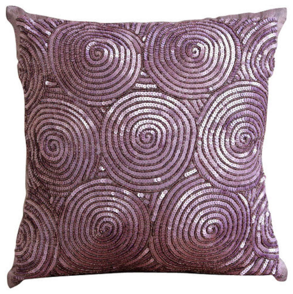 Aperturee Elegant Purple Sequins Glitter Pillow Cover Backdrop