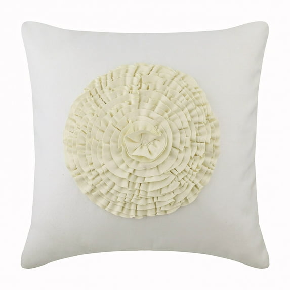 The HomeCentric Pillow Cover White Pillow Cover Pack of 2 22x22 inch (55x55 cm) Vintage Style Frills Medallion Pillows Cover Faux Suede Square Decorative Pillow Covers Floral Pillow - Vintage Bloom