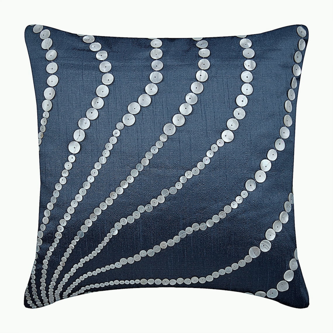 The HomeCentric Blu E Oro 60x60 cm Art Silk Federa Lettino, Arabo, Motivo, Reticolo, Traliccio, Perline Blu Seta Federe Euro Cuscino, Contemporaneo Geometrico Federa Cuscino - Moroccan Blue