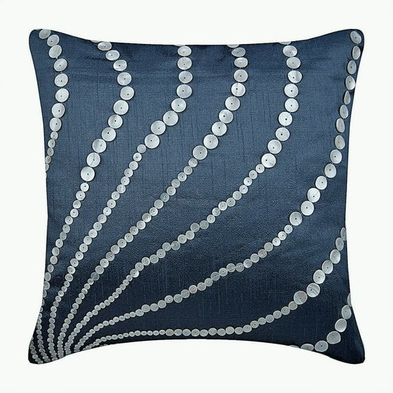 The HomeCentric Pillow Covers 24x24 Pillow Cover Blue Hmade Slate Blue Pillow Shams Mother Of Pearls Pillow Shams Pack of 2 24x24 inch (60x60 cm) Pillow Shams Square Silk Pillow Sham - Blue Moon