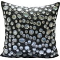 thumbnail image 1 of The HomeCentric Pillow Covers, Black Designer Pillow Covers Pack of 2, 16x16 inch (40x40 cm) Silk Pillowcase&nbsp;With Zipper Abstract, Crystals, Zardozi, Accent Pillow Covers - We Love Bling Bling, 1 of 4