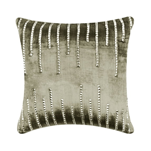 The HomeCentric Pillow Covers, Charcoal Pillow Covers Pack of 2, 16x16 inch (40x40 cm) Velvet Designer Pillow Covers, Abstract, Striped, Textured Sequins, Couch Pillow Easter - Jeweled Strings
