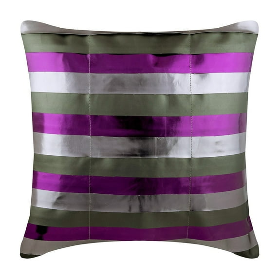 The HomeCentric Pillow Covers, Decorative Purple Designer Pillow Covers Pack of 2, 16x16 inch (40x40 cm) Faux Leather Zippered Toss Pillow Covers, Striped, Pillow Covers - Omg Its Purple