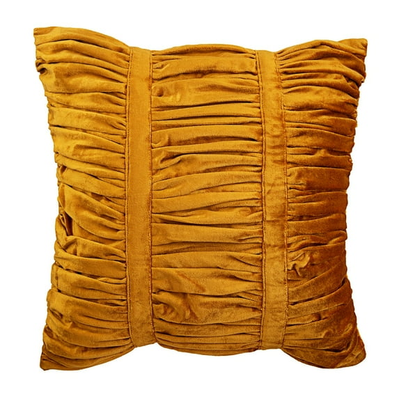 The HomeCentric Pillow Covers Gold Decorative Pillow Covers Pack of 2 16x16 inch (40x40 cm) Velvet Pillow Covers Solid Color Ruched Textured Pillowcase With Zipper - Rich Golden Beauty