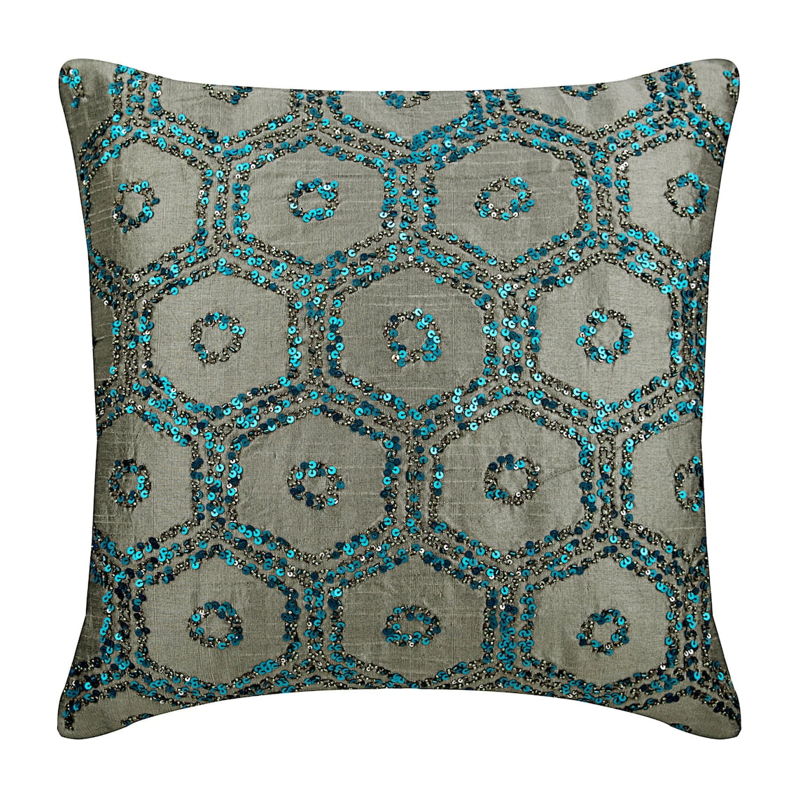 The HomeCentric Blu 40x40 cm Taffettà Designer Toss Pillows, Pintucks