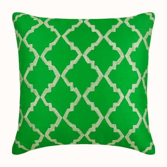 The HomeCentric Pillow Covers Pack of 2 22x22 inch (55x55 cm) Pillow Cover Green Pillow Cover Art Deco Geometric Green Throw Pillow Cover Silk Square Pillow Cover Halloween Decorations - Green Desire