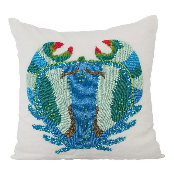 The HomeCentric Pillow Covers Throw Pillows For Couch Pillow Covers Pack of 2 18x18 inch (45x45 cm) Blue Cotton Throw Pillow Covers Handmade Pillow Covers Beach Sea Creatures Easter - Crab Craze