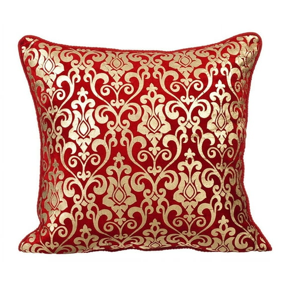 The HomeCentric Pillow Covers With Zippers, Throw Pillow Cover For Couch, Velvet Throw Pillow Covers, Red Pack of 2, 18x18 inch (45x45 cm), Gold Damask Pillow Covers, Victorian Easter - Red Festive