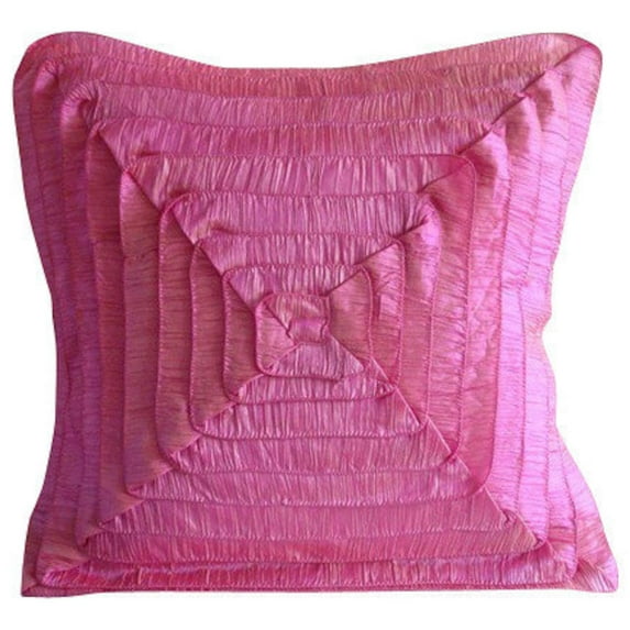 The HomeCentric Pink Pillow Covers Pack of 2 12x12 inch (30x30 cm) Designer Fuchsia Pink Throw Pillow Covers Modern Solid Pillows Crushed Art Silk Square Pillows Vintage Style Ruffles - Vintage Blush