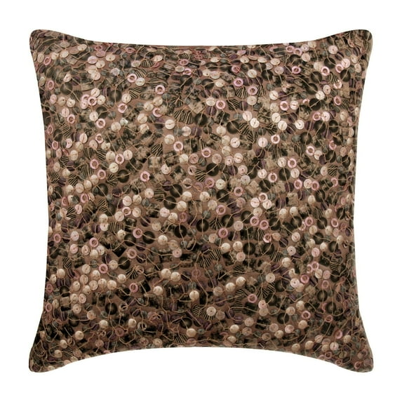 The HomeCentric Pink Pillow case 3D Metallic Sequins Abstract Glitter Pillow Cover Pack of 2 14x14 inch (35x35 cm) Pillow Cover Square Silk Pillowcase Solid Modern Pillow Cover Circles - Fairy Land