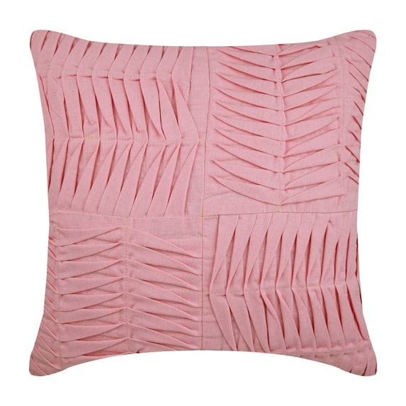 The HomeCentric Pink Throw Pillow Cover Pintucks Solid Color Pillow Cover Pack of 2 18x18 inch (45x45 cm) Throw Pillow Cover Square Cotton Linen Pillow Cover Couch Patchwork Modern - Pinch Of Love