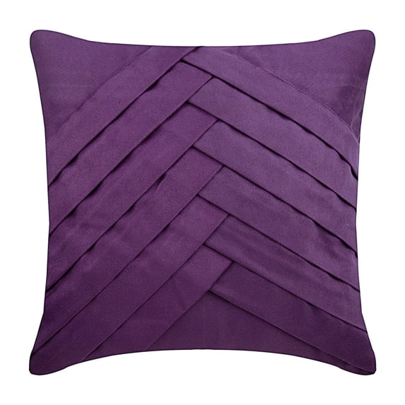 The HomeCentric Purple Throw Pillow Cover Solid Throw Pillow Cover Pack of 2 12x12 inch (30x30 cm) Throw Pillow Cover Faux Suede Pillowcases Pintucks Solid Color Modern - Purple No Limits No Lines