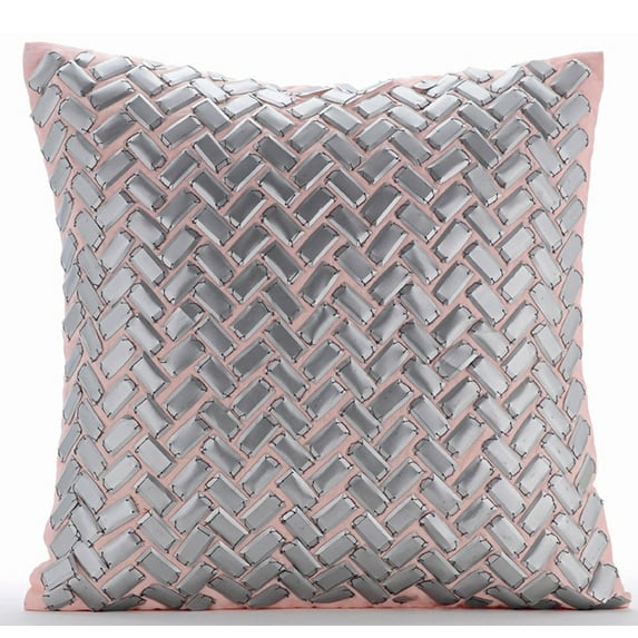 The HomeCentric Silver Pillow Covers 3D Metallic Sequins Pillows Cover Pack of 2 20x20 inch (50x50 cm) Throw Pillows Cover Geometric Modern Throw Pillows Cover Square Cotton Linen - Dressed To Kill