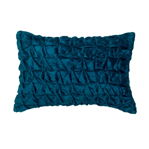 The HomeCentric Teal Blue Pack of 2,12"x22" (30x55 cm) Lumbar Pillow Cover, Velvet Textured & Knotted Oblong Pillow, Solid Color Pattern Modern Style - Teal Waters