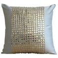 thumbnail image 1 of The HomeCentric Throw Pillow Cover Light Blue & Silver Decorative Pillow Covers Pack of 2 16x16 inch (40x40 cm) Silk Throw Pillows For Couch Striped Checkered Crystals Modern Cushion Cover - Bling, 1 of 5