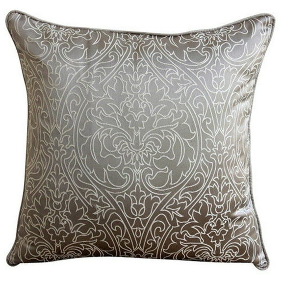 The HomeCentric Throw Pillow Covers, Grey Silver Decorative Throw Pillows For Couch Pack of 2, 16x16 inch (40x40 cm), Jacquard Pillowcases, Damask, Zippered Toss Pillow Covers - Gray & Pearl