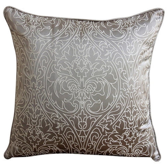 The HomeCentric Throw Pillow Covers, Grey Silver Decorative Throw Pillows For Couch Pack of 2, 16x16 inch (40x40 cm), Jacquard Pillowcases, Damask, Zippered Toss Pillow Covers - Gray & Pearl
