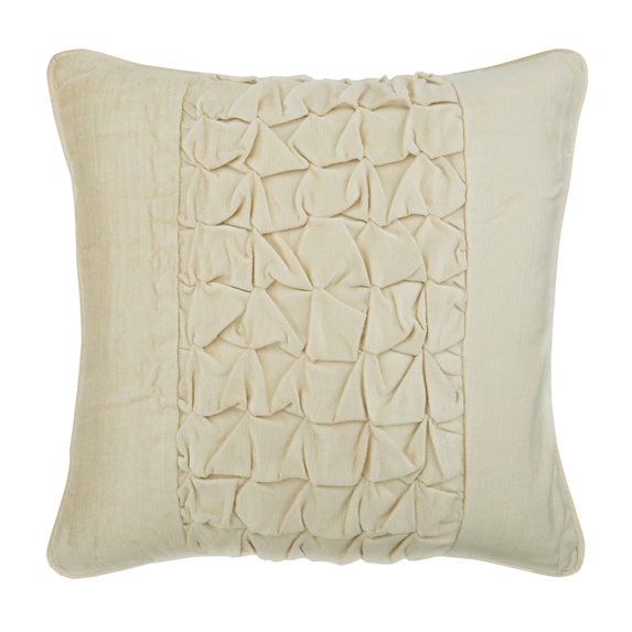 The HomeCentric Toss Pillow Cover, Ivory Throw Pillows Cover, Knotted Pillow Cover Square Pack of 2, 14x14 inch (35x35 cm) Velvet Throw Pillows Cover, Couch Throw Cover, Solid Color - Knotted Ivory