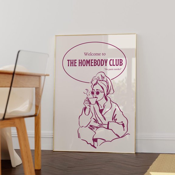 The Homebody Club Girly Introvert Wall Art Poster, Unframed Size 8x12