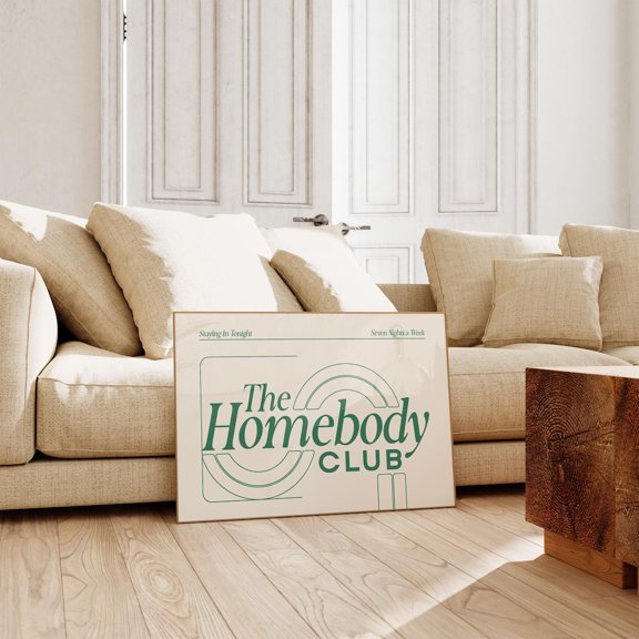 The Homebody Club Horizontal Print, Unframed Paper Poster 24x36in