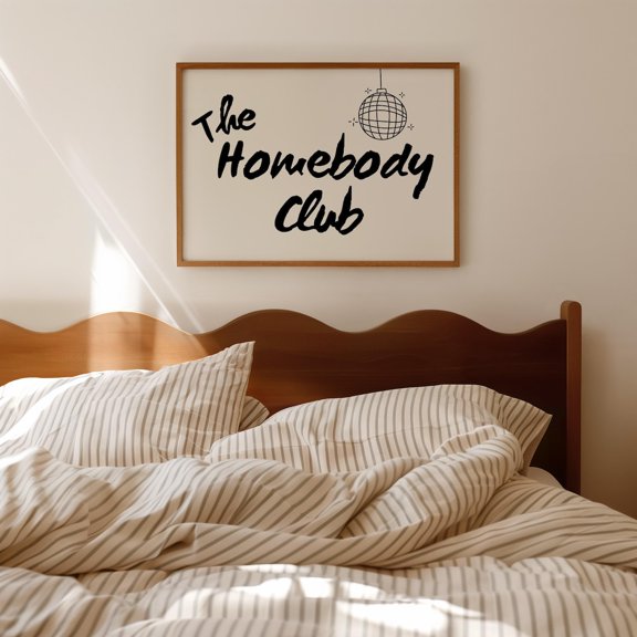 The Homebody Club Minimalist Introvert Art Horizontal Poster, Unframed Size 24x36