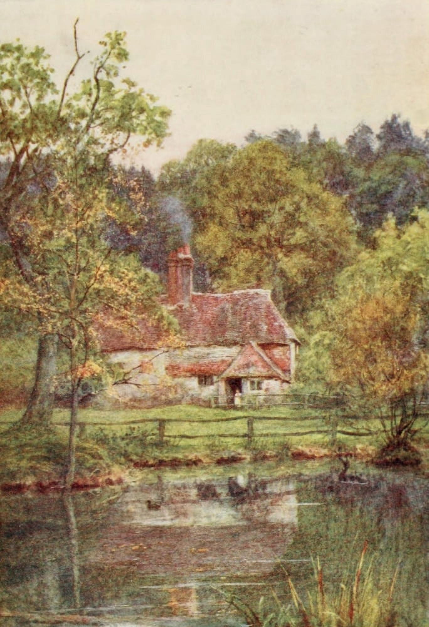 The Homes of Tennyson 1905 Chase cottage & pond Canvas Art - Helen Allingham (18 x 24)
