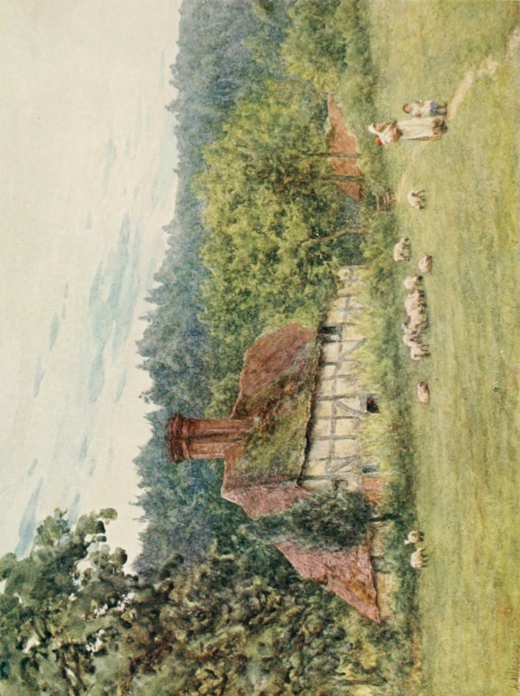 The Homes of Tennyson 1905 Cottage at Roundhurst Canvas Art - Helen Allingham (18 x 24)