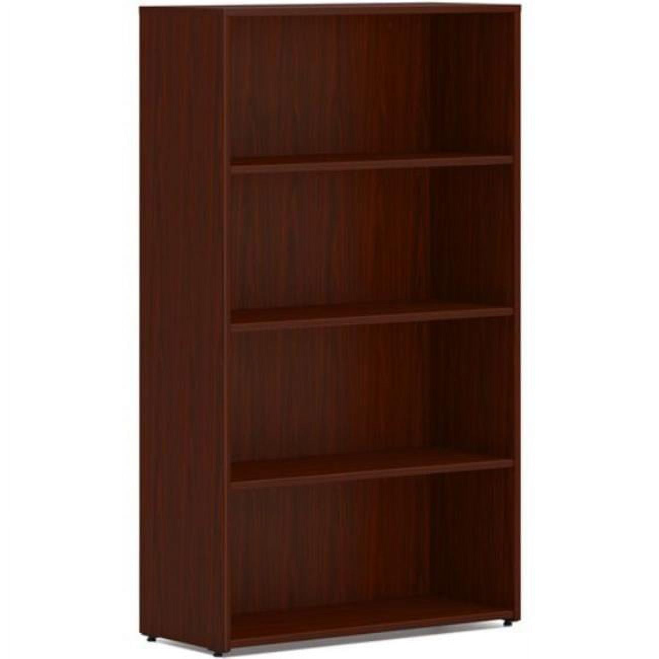 Traditional Mahogany 4-Shelf Adjustable Wood Bookcase