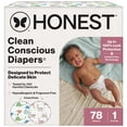 thumbnail image 1 of The Honest Company Clean Conscious Diapers® | Up to 100% Leak Protection I Designed to Protect Delicate Skin Hypoallergenic + Fragrance Free All the Alpacas + Turtle Time, Size 1, 78 Count Club Box, 1 of 10