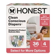 Honest Clean Conscious Baby Diapers Size 4, Hypoallergenic & Fragrance Free, 36 Count