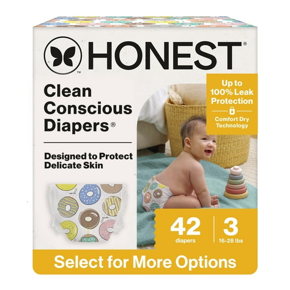 The Honest Company Clean Conscious Baby Diapers Size 3 (16–28 lbs) Hypoallergenic Fragrance Free 42 Count