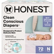 The Honest Company Clean Conscious Diapers  | Up to 100% Leak Protection I Designed to Protect Delicate Skin Hypoallergenic + Fragrance Free Above It All + All the Alpacas, Size NB, 72 Count Club Box
