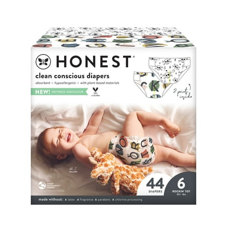 The Honest Company, All The Letters + It's A Pawty Clean Conscious Diapers, Size 6, 44 Count