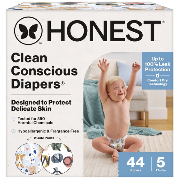 The Honest Company, Clean Conscious Diapers™, So Delish + All the Letters, Size 5, 44 Count Club Box