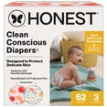 thumbnail image 1 of The Honest Company Clean Conscious Diapers® Up to 100% Leak Protection Designed to Protect Delicate Skin Hypoallergenic + Fragrance Free Just Peachy + Flower Power, Size 3, 62 Count, 1 of 9
