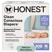 The Honest Company Clean Conscious Baby Diapers Size Newborn <10 lbs Plant Based Hypoallergenic 108 Count