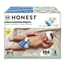 The Honest Company, Clean Conscious Disposable Baby Diapers, Barnyard & Tie-Dye Prints, Size 3, 104 Count (Select for More Options)