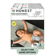 The Honest Company, Clean Conscious Disposable Baby Diapers, Giraffes & Pandas Prints, Size 2, 116 Count (Select for More Options)
