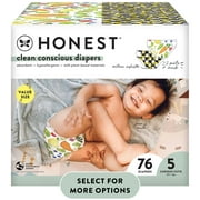 The Honest Company, Clean Conscious Disposable Baby Diapers, So Bananas & So Delish Prints, Size 5, 76 Count (Select for More Options)