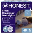thumbnail image 1 of Clean Conscious™ Overnight Diapers, Up to 12 Hours of Protection, Hypoallergenic + Fragrance Free, Cozy Cloud + Star Signs, Size 5, 40 Count Club Box, 1 of 11