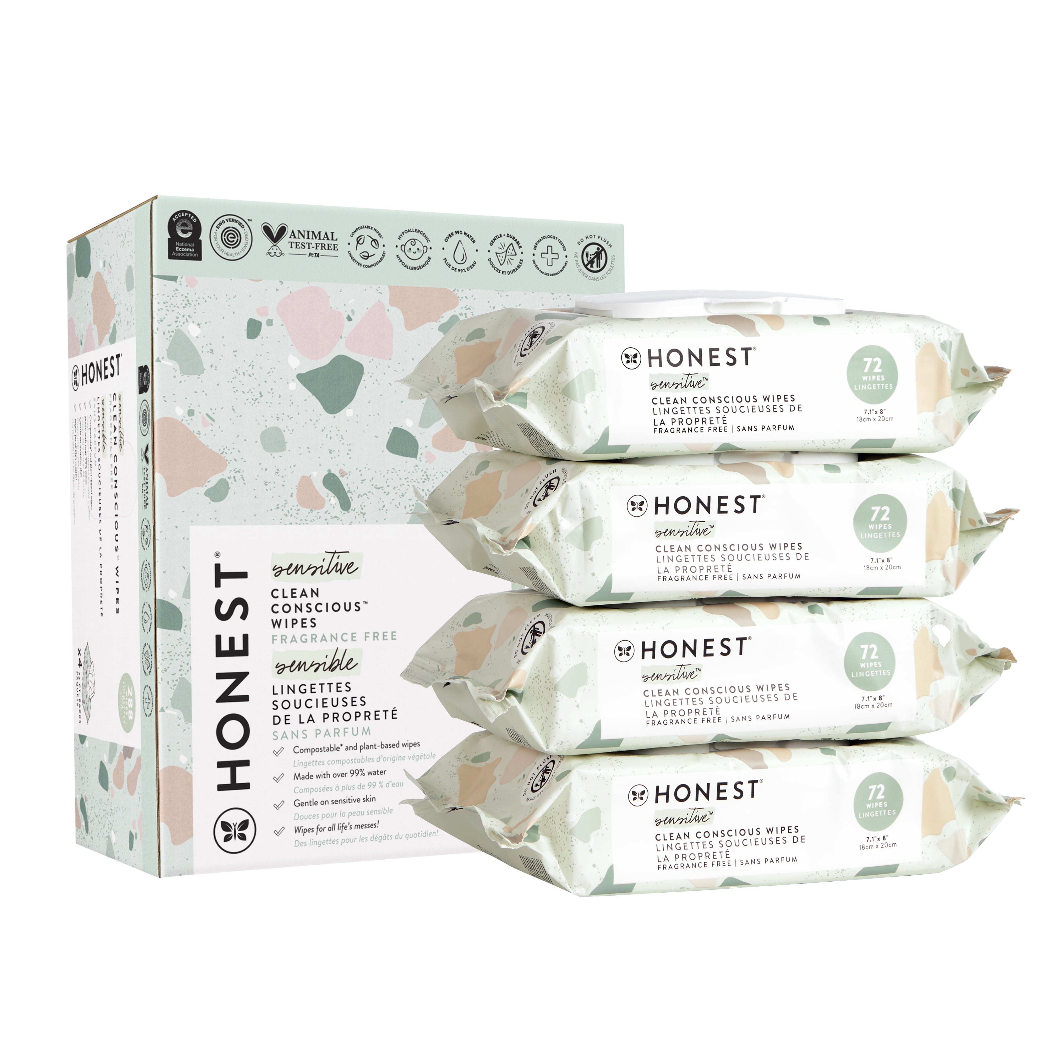 The Honest Company, Plant-Based Baby Wipes, Fragrance-Free, 288 Count (Select for More Options)