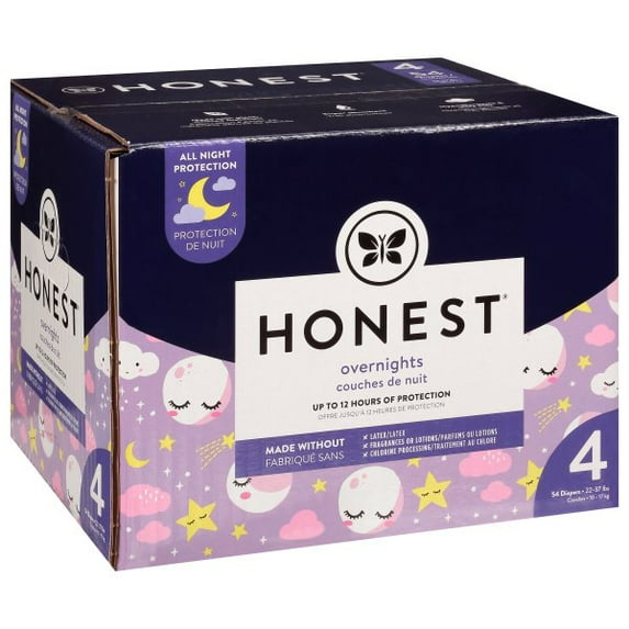 The Honest Company Club Box Overnight Diapers, Starry Night, Size 4, 54 Count