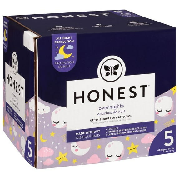 The Honest Company Club Box Overnight Diapers, Starry Night, Size 5, 44 Count