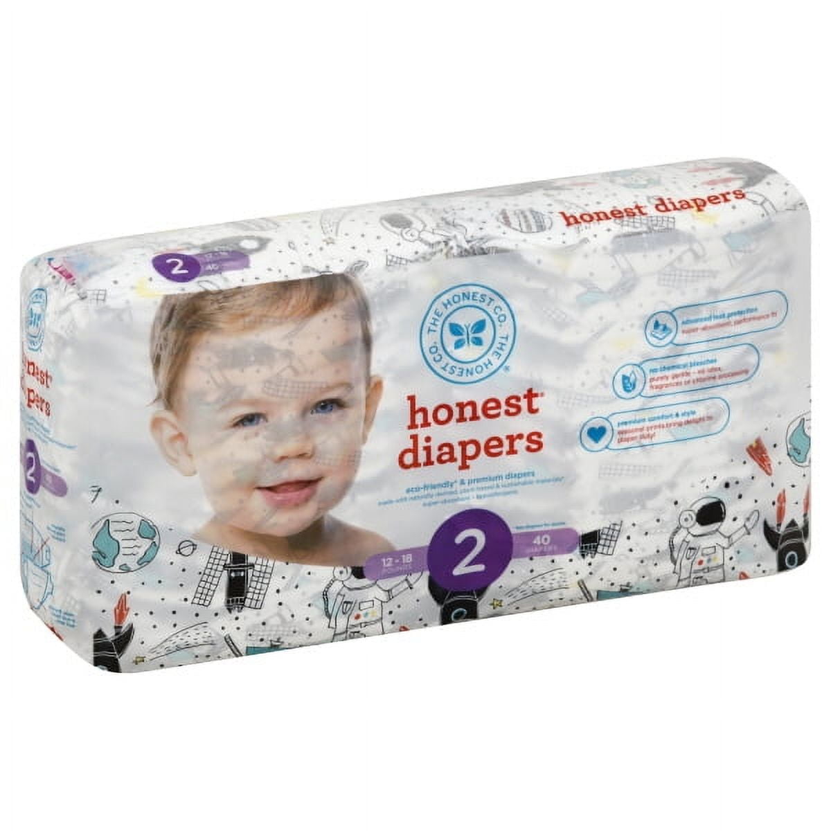 The Honest Company Diapers, Space Travel, Size 2, 40 Count