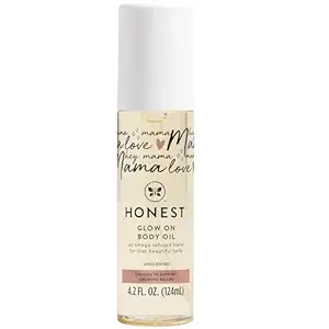 The Honest Company Honest Mama Hydrating and Soothing Glow On Body + Belly Oil | Plant-Based, Hypoallergenic, Fragrance-Free | 4.2 fl oz