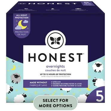 The Honest Company Overnight Diapers, Sleepy Sheep, Size 5, 44 Count Club Box