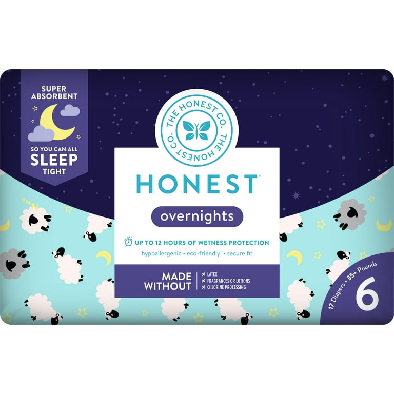 The Honest Company Overnight Baby Diapers, Sleepy Sheep, Size 5, 44 ct 