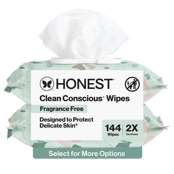 The Honest Company, Plant-Based Baby Wipes, Fragrance-Free, 144 Count (Select for More Options)