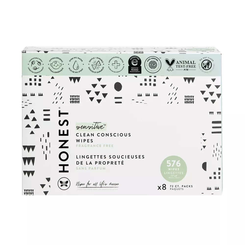 The Honest Company Plant-Based Baby Wipes with 99% Water, Unscented, Select Count